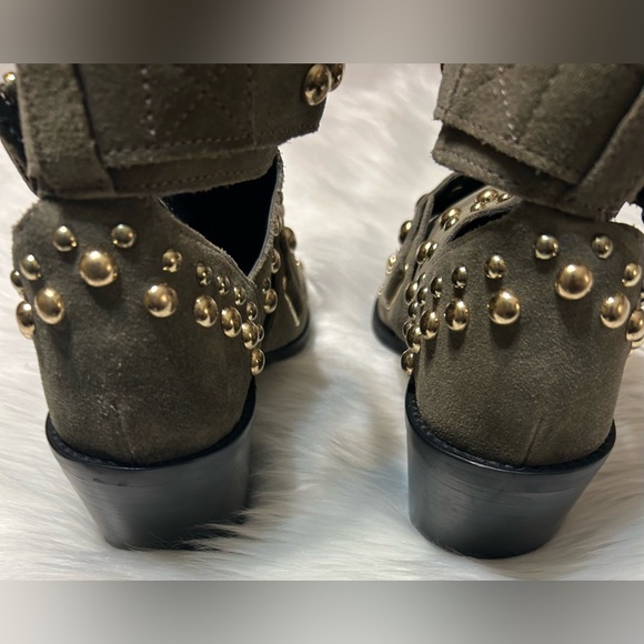 Kurt Geiger London Gray Suede Studded Ankle Boots - Picture 6 of 8